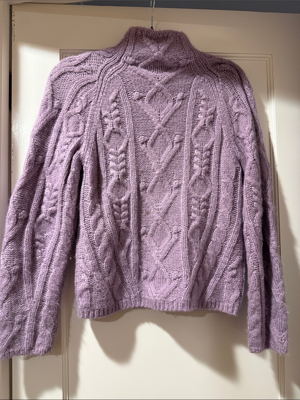 Vince Lavender Cable-Knit Mockneck Sweater